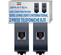 2x Prese Telefonica RJ11 Compatibile BTicino Living Light e International