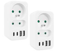 2x Prese Tripla Presa USB-A USB-C Connessione 20W Bianco