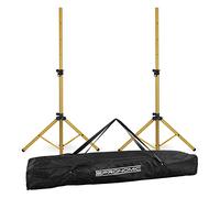 2x Pronomic SPS-1S GD Supporto per Altoparlente in acciaio - Supporto per diffusori con stabile treppiede - 120-193 cm - Per palcoscenico, band e DJ - Borsa inclusa - Oro