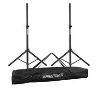 2x Pronomic SPS-1S Supporto per Altoparlente in acciaio - Supporto per diffusori con stabile treppiede - 120-193 cm - Il supporto può essere utilizzato anche come porta freccette - Borsa inclusa