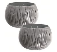 2x Prosperplast BOWL SANDY VASCA in plastica con serbatoio in grigio pietra, 16,1 (A) x 23,8 (L) x 23,8 (P) cm