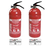 2x Protex Estintore Spray PDE2GA Auto, 2kg Manometro Con Supporto-Auto U.Placca