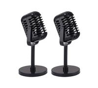 2X Puntello per Microfono Vintage, Microfono Finto nel Plastica, Microfoni Retrò per Costumi e Giochi di Ruolo, Palco per Microfono Antico
