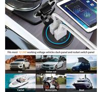2X QC3.0 Caricabatteria da auto con presa di ricarica rapida Dual USB 12V-24V - Accendino con