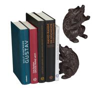 2x Reggilibri libri fermalibri design riccio supporto sostegno marrone