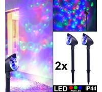 2x RGB LED Esterno Plug-In Luci Cambio Colore Decorazione Giardino Chiodi Hof