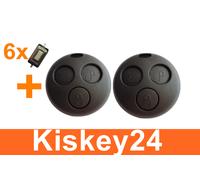 2x Ricambio Chiave Alloggiamento per Smart ForTwo-MC01 450 + 6x Micro Pulsante