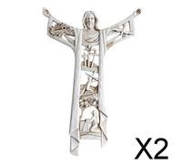 2X Risorto Cristo Croce Muro Gesù Figurine Cappella di Preghiera di Casa Appeso