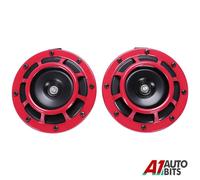 2X Rosso 12V 139dB Auto Furgone Griglia Clacson Compatto Super Colore Alto Blast