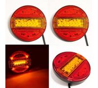 2x Rotondo 12/24V LED Posteriore Luci Camion Camper Trattore Telaio 3 Funzione