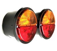 2x Rotondo Luce Posteriore con Lampeggiatore ⌀ 132 Trattore Oldtimer 12/24V E20