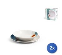 2x Royal Norfolk Servizio Tavola 12 Pezzi, Abstract, Colori Vari