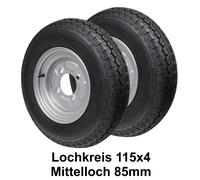 2x Ruota Completa Rimorchio Auto 4.50 10 400 KG Foro 85 MM Interasse 4x115 Dot