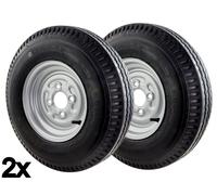 2x Ruota di Scorta Rimorchio 5.00-10 79N 5.00X10 4/100 ET0 Completa Kenda Wanda