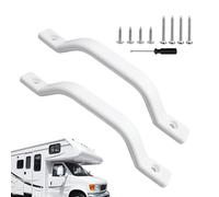2X RV Grab Handles - Sturdy White Step Rails, Anti-Slip Handles, Easy Mounting | Truck Car Camping Vehicle Accessibility Safety Support for Elderly Adults Outdoor Entry Assistance