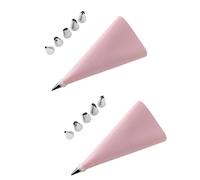 2x sac Ã poche in silicone e beccucci in acciaio inossidabile rosa