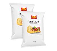 2X San Carlo Rustica Patatine Croccanti Ondulate 190g - Chips di Patate dal Taglio Spesso e Gusto Intenso - Ideali per Aperitivo, Snack e Condivisione