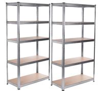 2x Scaffale in Metallo 5 Piani 180x90x40 175 kg Green Blue Zincato
