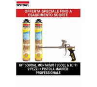 2x Schiuma POLIURETANICA SOUDAL Tegole E COPPI + PISTOLA MAURER