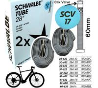 2x Schwalbe Camera D'Aria SCV17 Bicicletta Città Ebike 28 " 1,1 -1, 75 " Clik
