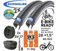 2x Schwalbe Marathon Plus 28" x 1,5" (40-622) Pneumatici Nero Con Tubo E Leva