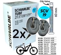 2x Schwalbe MTB Bicicletta Camera D'Aria Scv 19 I 27,5 " 29 " 2.4 Clik Valva