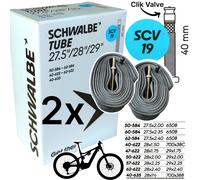 2x Schwalbe MTB Bicicletta Camera D'Aria Scv 19 I 27,5 " I 29 " 2.4 Clik Valvola