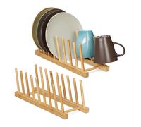 2x scolapiatti supporto bambù cucina porta coperchi sgocciolatoio scola piatti