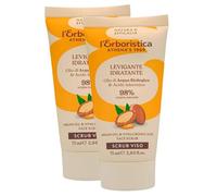 2x Scrub Viso LEVIGANTE IDRATANTE Con Olio Di Argan Biologico e Acido Ialuronico. Il 98% Degli Ingredienti Sono Di Origine Naturale, 0% Olii Minerali, Siliconi e Coloranti 75ml