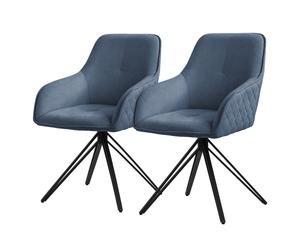 2x Sedia sala da pranzo blu poltroncina per salotto cucina girevole 360° sedie