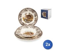 2x Servizi Tavola 18 Pezzi Earthenware 'wild Life' Decorato Churchill