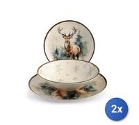 2x Servizio tavola 18 pezzi Alaska in stoneware decorato.