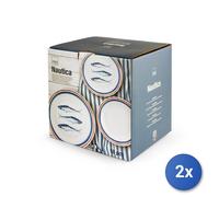 2x Servizio tavola 18 pezzi Nautica in porcellana decorata forma coupe. S