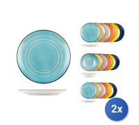 2x Servizio Tavola 18 Pezzi Stoneware Caribe, Assortiti