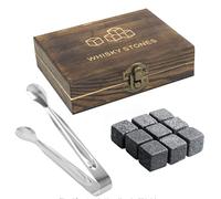 2X( Set 9 Rocce di Granito per Whisky con Scatola di Legno Cub3592