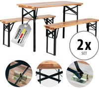 2x Set Birreria Tavolo e Panche Richiudibile Giardino Balcone in Legno Esterno