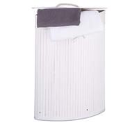 2x Set Cesta Porta-Biancheria Angolare in Bambù, 60 l, Pieghevole, con Coperchio, Sacco, Organizer, Bianco