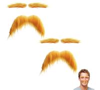 2x Set Di Baffi E Sopracciglia Finti Gialli | Baffi E Sopracciglia Finti Gialli Autoadesivi Per Natale E Halloween | Divertenti Kit Per Costumi Cosplay,Barba Realistica Per Uomini E Donne, Feste
