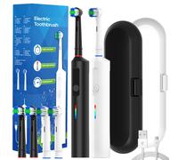 2x Set di spazzolini elettrici rotanti intelligenti, spazzolini rotanti ricaricabili compatibili con testine di ricambio per spazzolino orale B