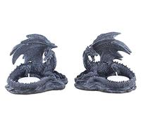 2x Set Draghi portacandele gotico statue-dragoni