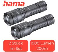 2x Set Hama LED Torcia Elettrica 1000 Lumen Eccellente Chiaro Zoom Impermeabile
