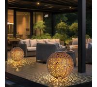 2x Sfera Solare Esterni Lampada da Giardino LED Chiodi Balcone Tavolo Ruggine [EEK: Non valutato]