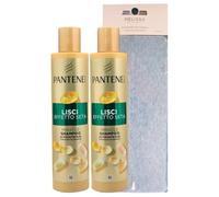 2X Shampoo con PRO-V, Dona ai Tuoi Capelli il Nutrimento di cui Hanno Bisogno, 250ml, Disponibile In Diverse Varietà + Fascia Per Capelli (Colori Assortiti) (LISCI EFFETTO SETA (2 Unità+Fascia))