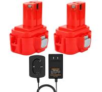 2X Shentec 9.6V 4.5Ah Batteria + Caricatore NI-MH e Caricabatterie di ricambio per Makita 9120 PA09 9134 9135 9135A 9100A 9101A 9102 6261D 6207D PA09 9100 192595-8
