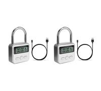 2X Smart Time Lock Display LCD Timer elettronico Interruttore USB ricaricabile Lucchetto Timer da viaggio-Argento