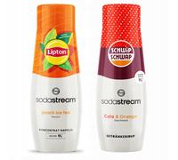 2x Sodastream Lipton Ice Tea Pesca + sciroppo Shwip Shwap Cola Arancia