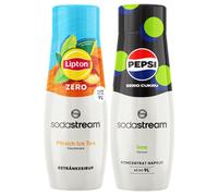 2x SodaStream Lipton Ice Tea Pesca Zero Sciroppo Senza Zucchero + Pepsi Max Lime