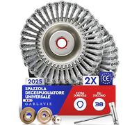2X Spazzola per Decespugliatore Universale Erbacce e Muschio Foro 25,4mm | Due spazzole in filo d’acciaio da 20,3 cm per rimuovere meccanicamente muschio ed erbacce.