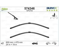 VALEO Silencio Tergicristalli VF310 Kit di Spazzole tergicristallo originali Flat Blade ad Alte Prestazioni, Maggior Visibilità su Strada 600mm/475mm Anteriore Confezione da 2 574346