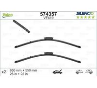 VALEO Silencio Tergicristalli VF419 Kit di Spazzole tergicristallo originali Flat Blade ad Alte Prestazioni, Maggior Visibilità su Strada 650mm/550mm Anteriore Confezione da 2 574357